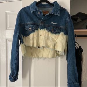 Dip bleached cropped denim jacket